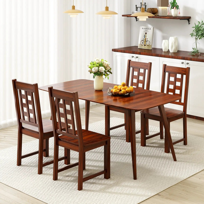 Wooden Dining Chairs Set of 2 Kitchen Chair with Solid Rubber Wood Frame-Walnut by DirectDeals