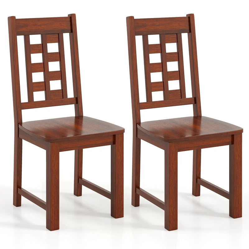 Wooden Dining Chairs Set of 2 Kitchen Chair with Solid Rubber Wood Frame-Walnut by DirectDeals
