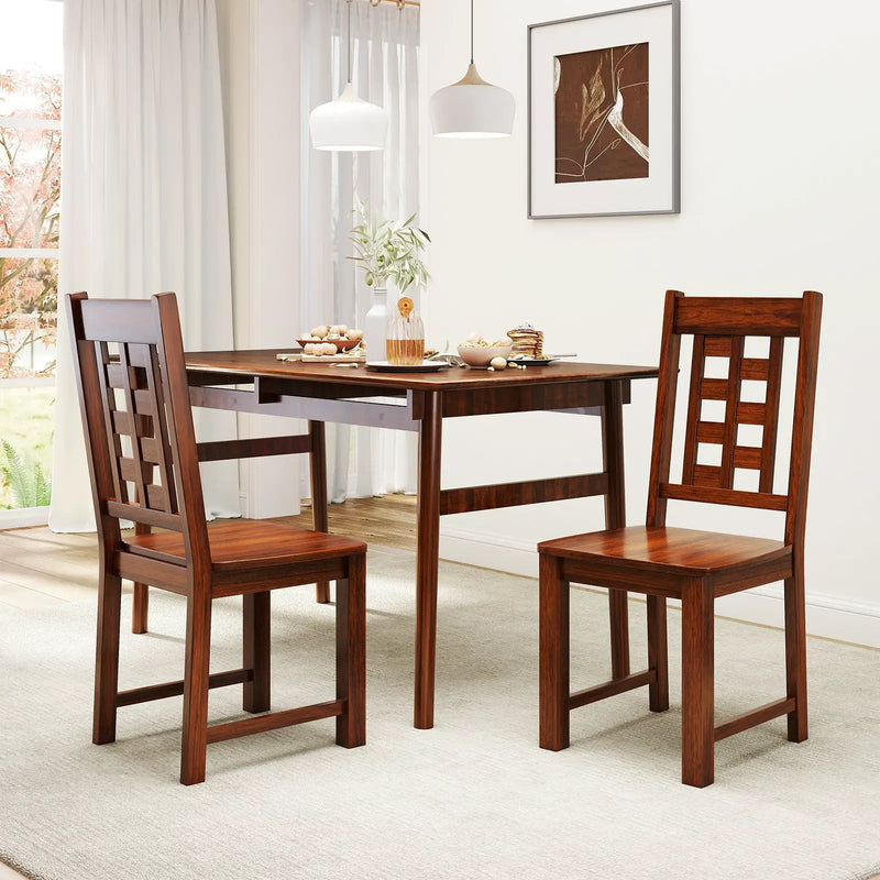 Wooden Dining Chairs Set of 2 Kitchen Chair with Solid Rubber Wood Frame-Walnut by DirectDeals