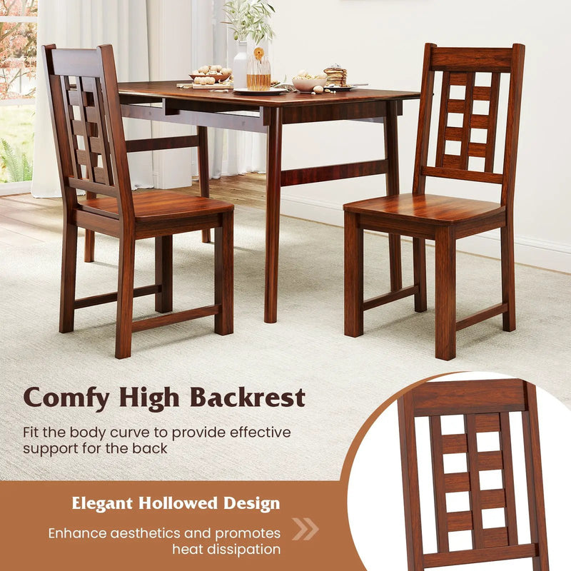 Wooden Dining Chairs Set of 2 Kitchen Chair with Solid Rubber Wood Frame-Walnut by DirectDeals