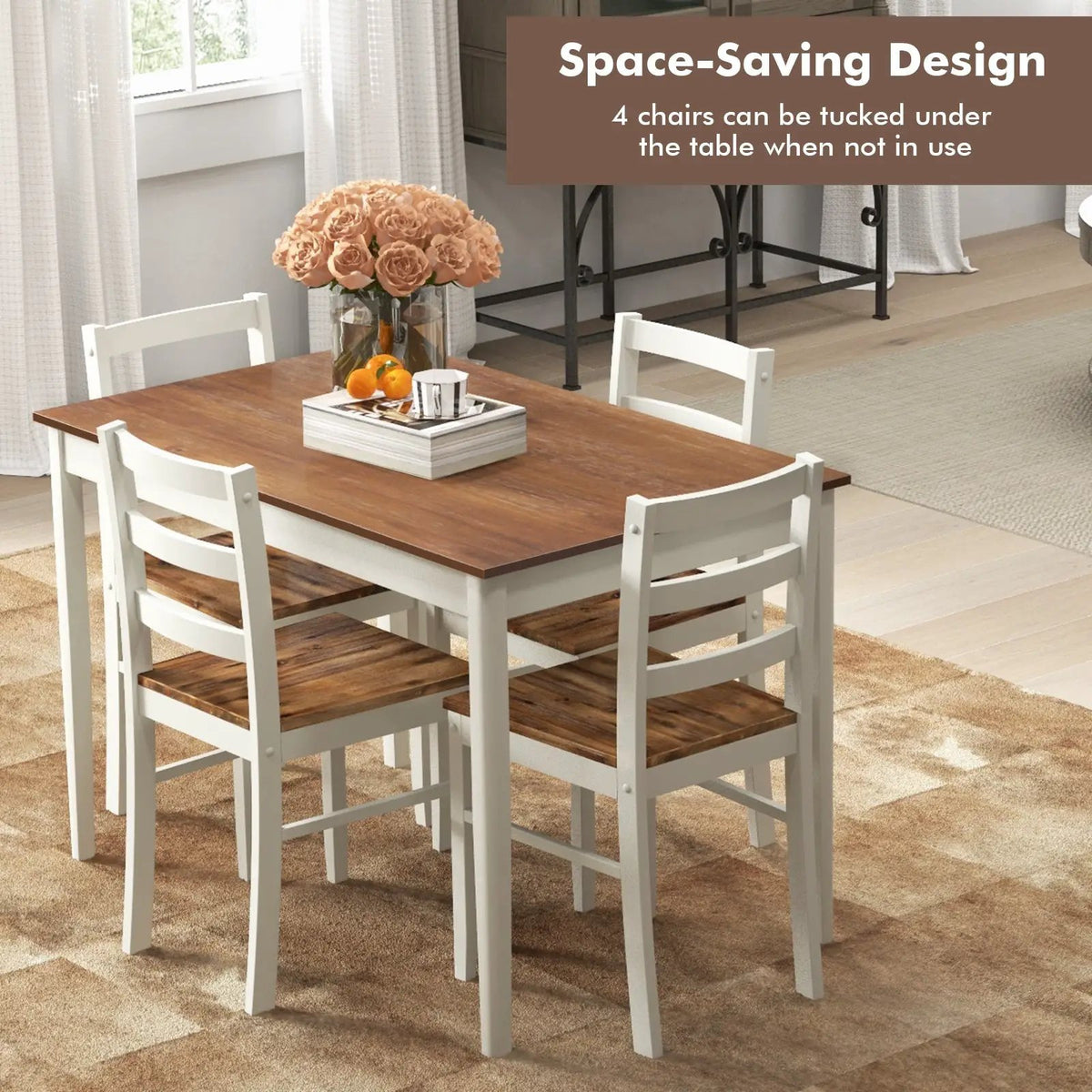 5-Piece Wooden Dining Set with Rectangular Table and 4 Chairs by DirectDeals
