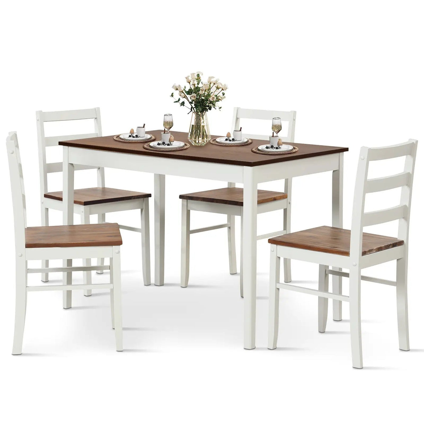5-Piece Wooden Dining Set with Rectangular Table and 4 Chairs by DirectDeals