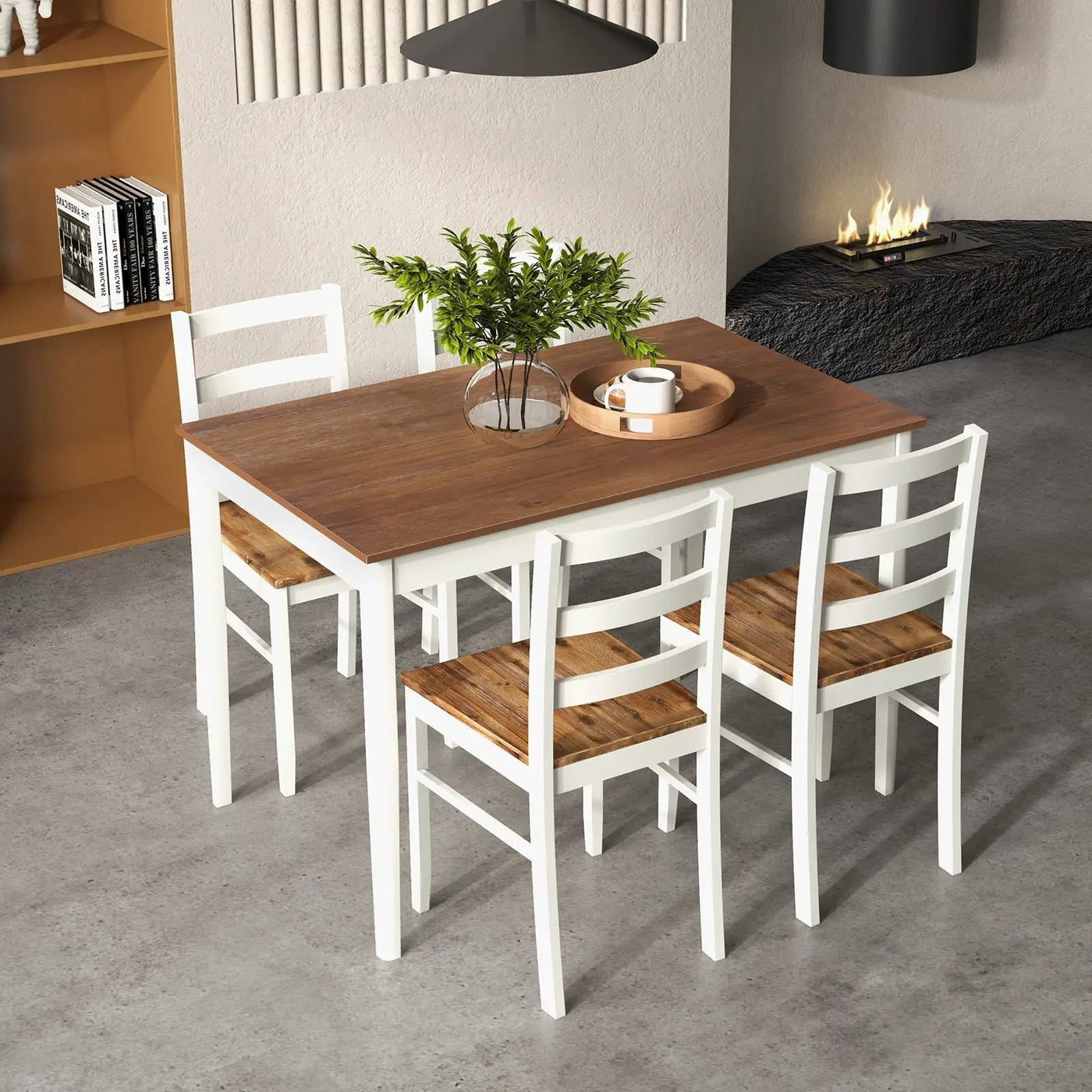 5-Piece Wooden Dining Set with Rectangular Table and 4 Chairs by DirectDeals