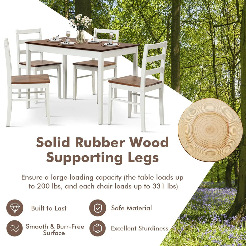 5-Piece Wooden Dining Set with Rectangular Table and 4 Chairs by DirectDeals