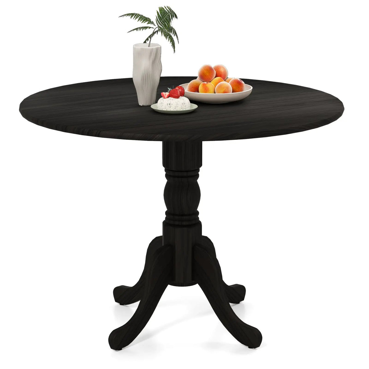 Wooden Dining Table with Round Tabletop and Curved Trestle Legs by DirectDeals