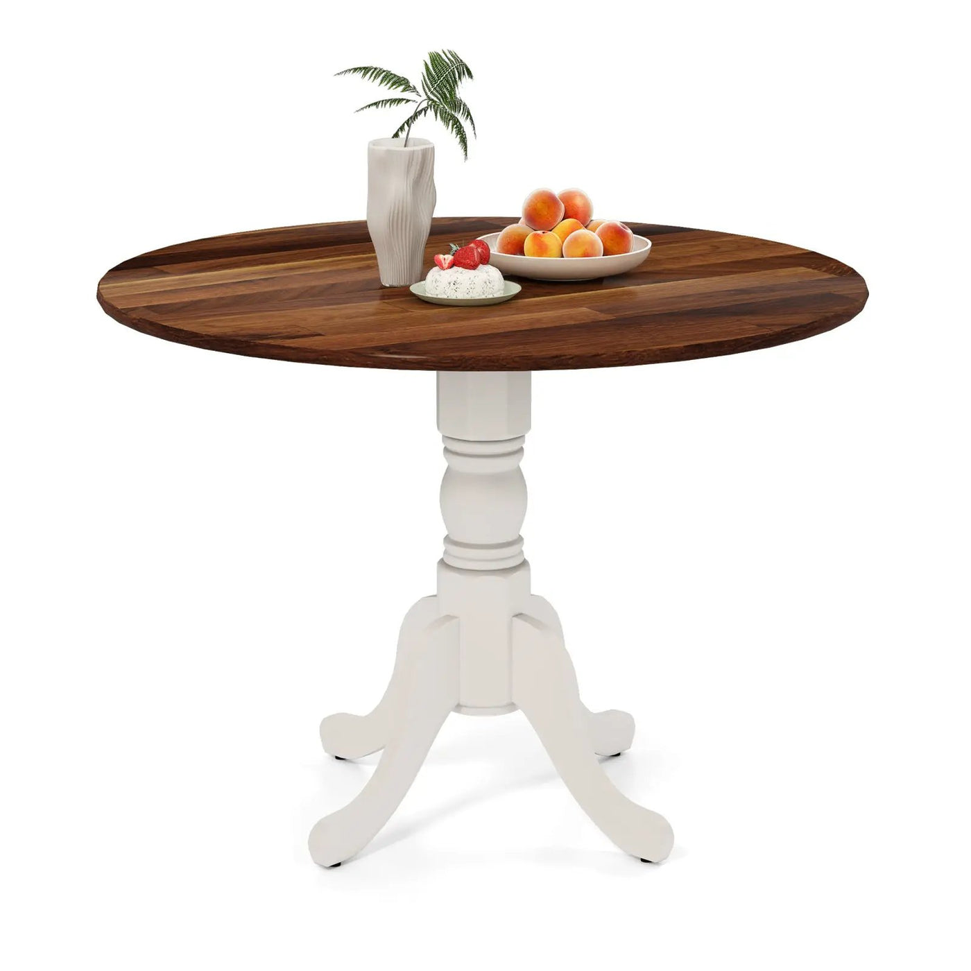 Wooden Dining Table with Round Tabletop and Curved Trestle Legs by DirectDeals