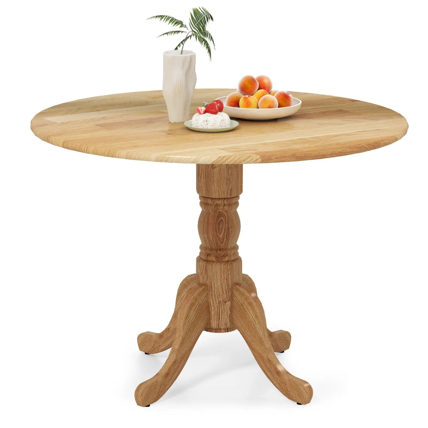 Wooden Dining Table with Round Tabletop and Curved Trestle Legs by DirectDeals