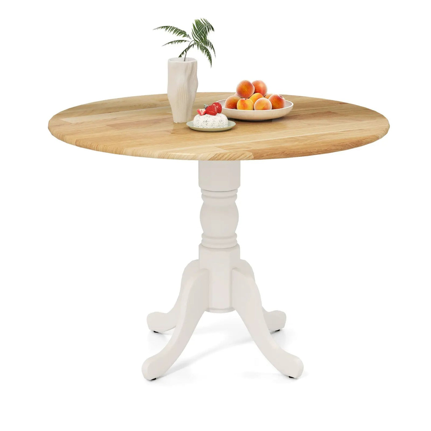 Wooden Dining Table with Round Tabletop and Curved Trestle Legs by DirectDeals