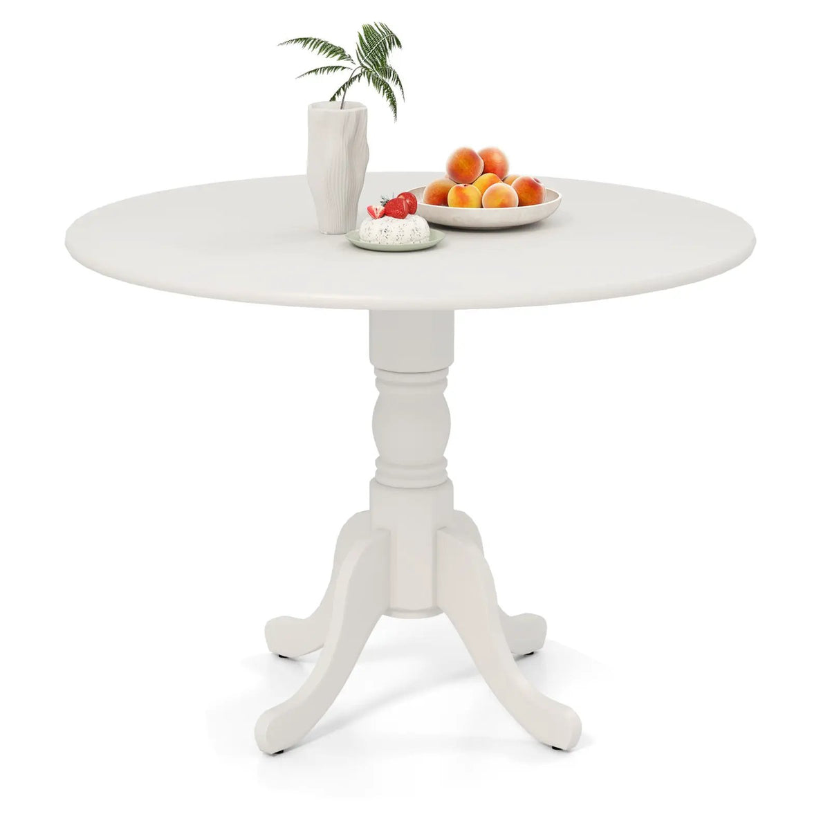 Wooden Dining Table with Round Tabletop and Curved Trestle Legs by DirectDeals