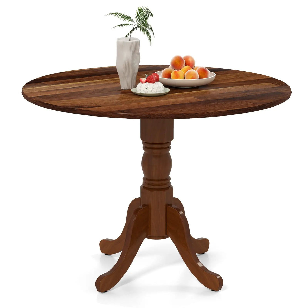 Wooden Dining Table with Round Tabletop and Curved Trestle Legs by DirectDeals
