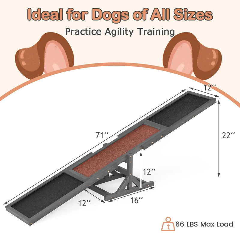 Wooden Dog Agility Seesaw Dog Outdoor Run Game Toy for Obstacle Courses by DirectDeals