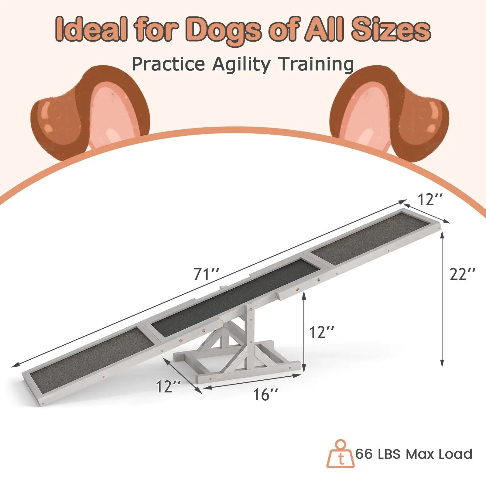 Wooden Dog Agility Seesaw Dog Outdoor Run Game Toy for Obstacle Courses by DirectDeals