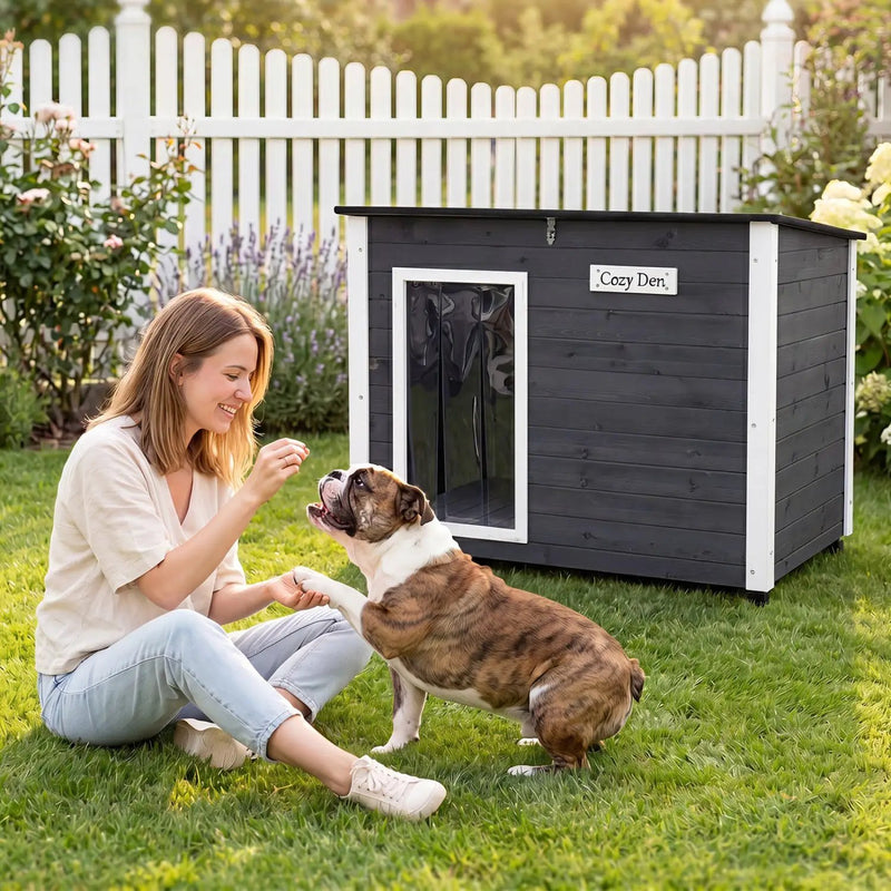 Wooden Dog House Outdoor with Openable Roof - Large by DirectDeals
