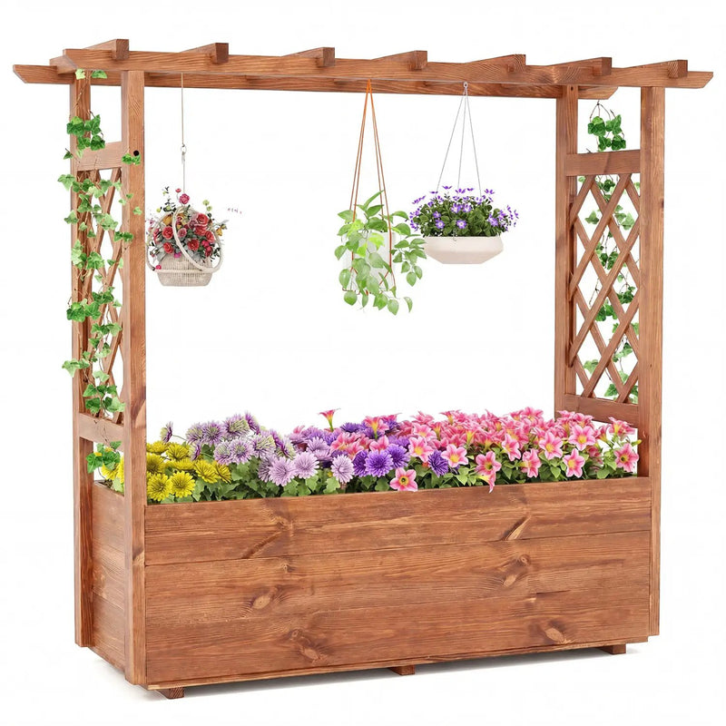 Raised Garden Bed Wooden Elevated Planter Box with Hanging Roof-L by DirectDeals
