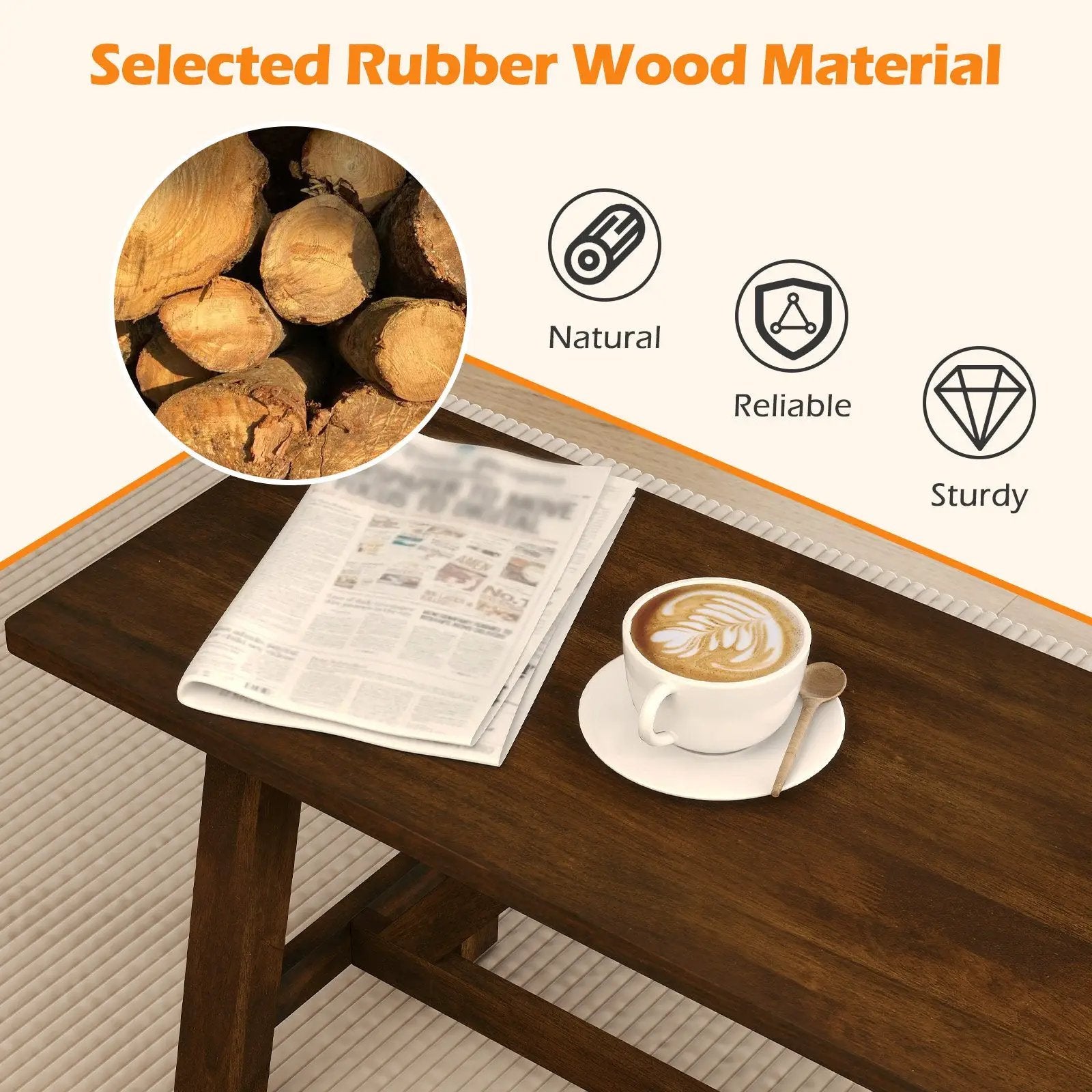 Wooden Entryway Bench Farmhouse Dining Bench with 400 LBS Weight Capacity-Brown by DirectDeals
