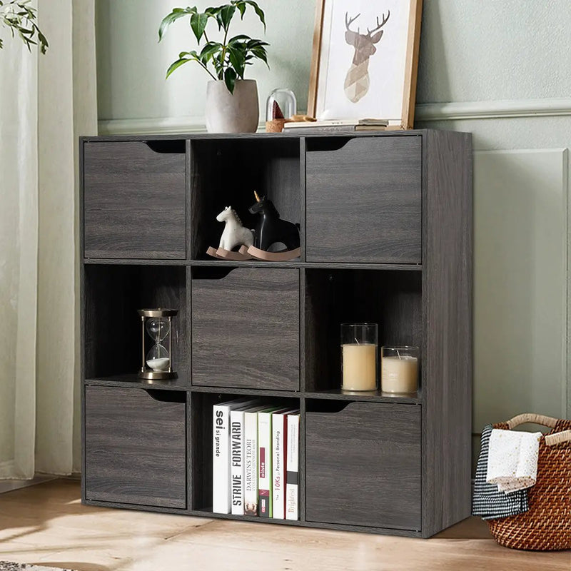 9-Cube Wooden Freestanding Bookcase for Home and Office by DirectDeals