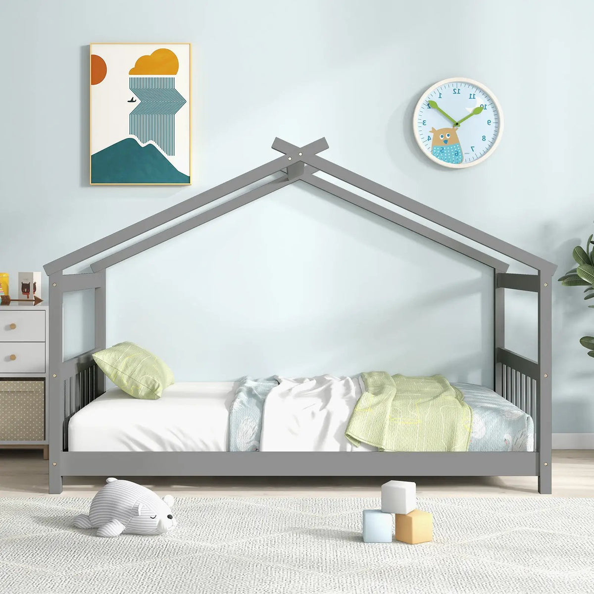 Twin Size Wooden House Bed with Roof, photo 2 of 10