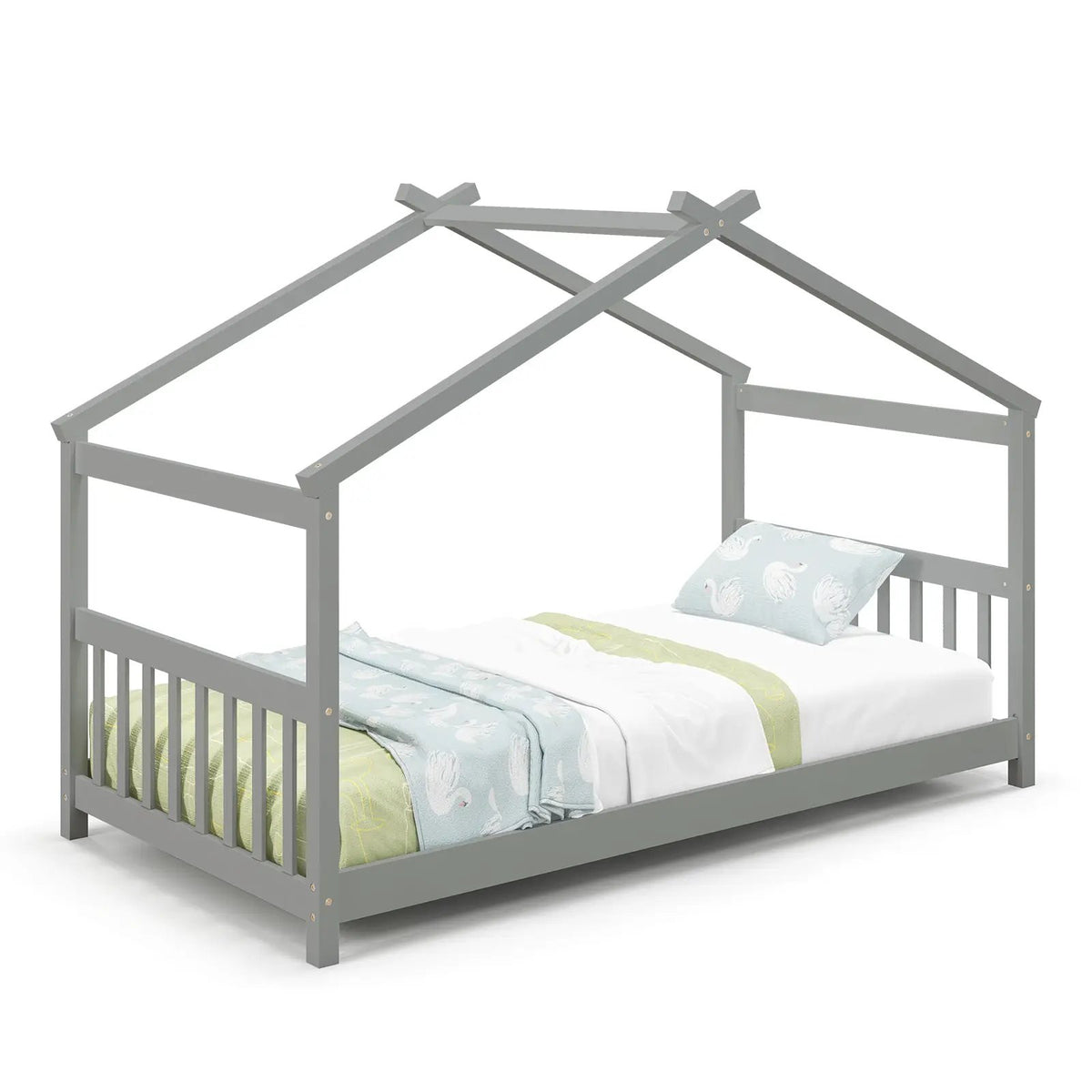 Twin Size Wooden House Bed with Roof, photo 3 of 10