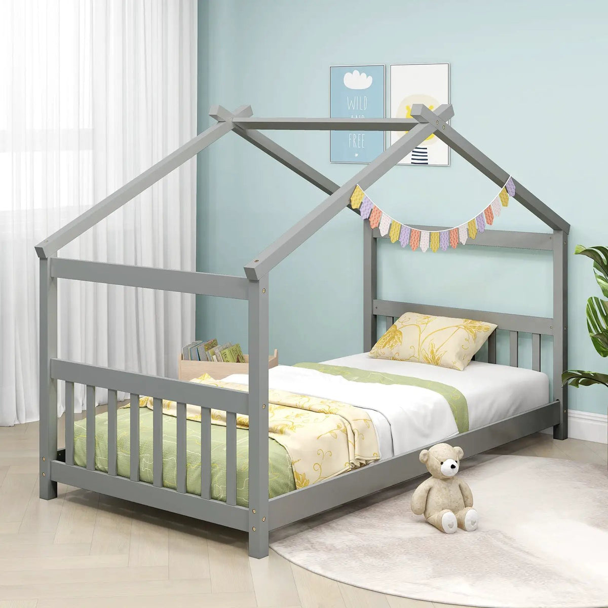 Twin Size Wooden House Bed with Roof, photo 6 of 10