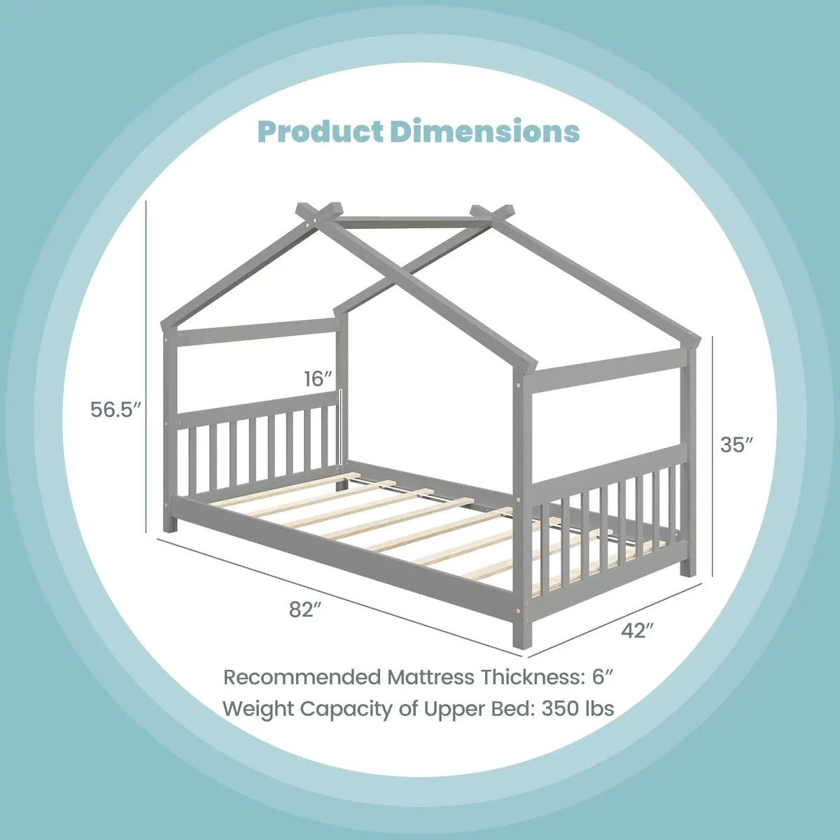 Twin Size Wooden House Bed with Roof, photo 5 of 10