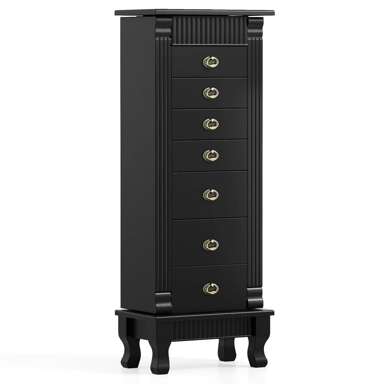 Wooden Jewelry Armoire Cabinet Storage Chest with Drawers and Swing Doors by DirectDeals