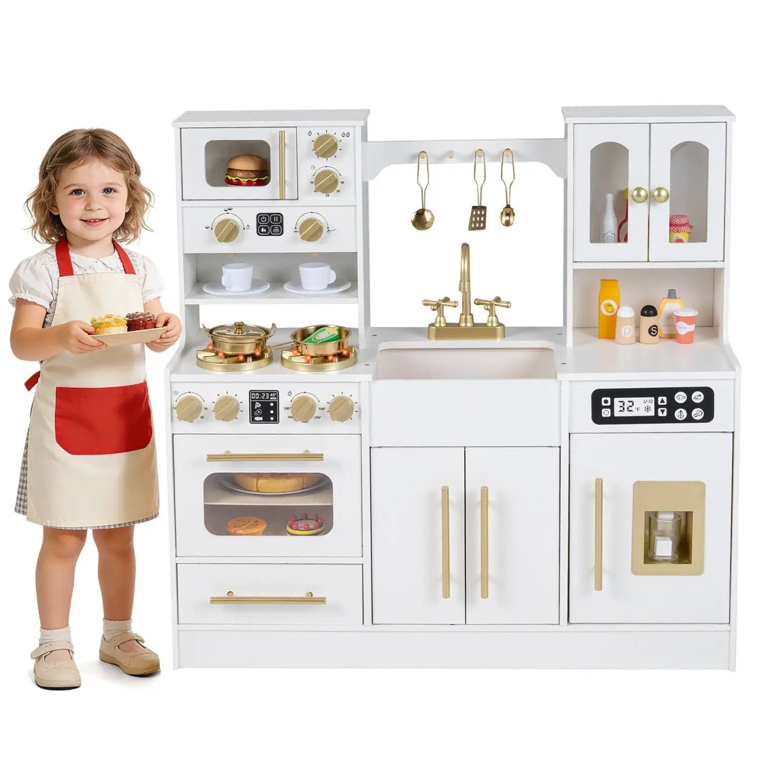 Wooden Kids Kitchen Playset with Realistic Lights and Sounds by DirectDeals