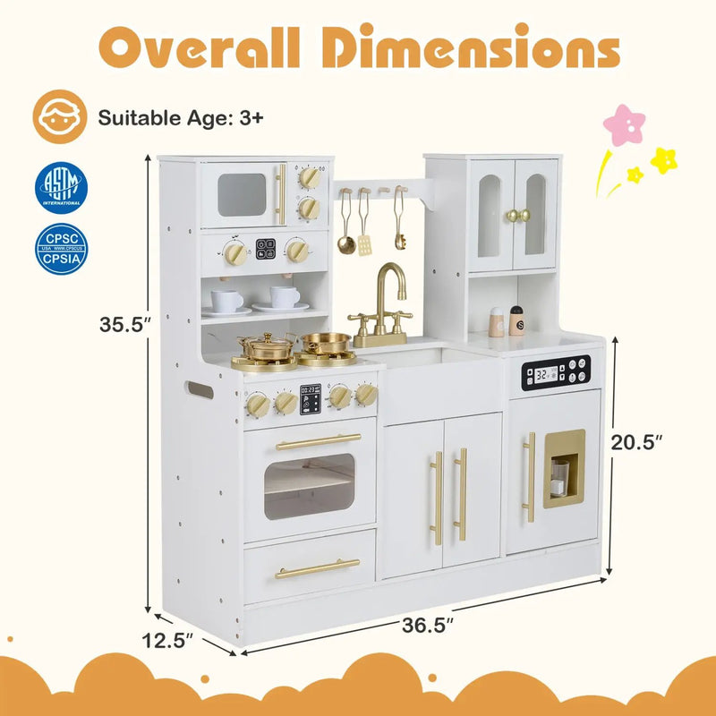 Wooden Kids Kitchen Playset with Realistic Lights and Sounds by DirectDeals