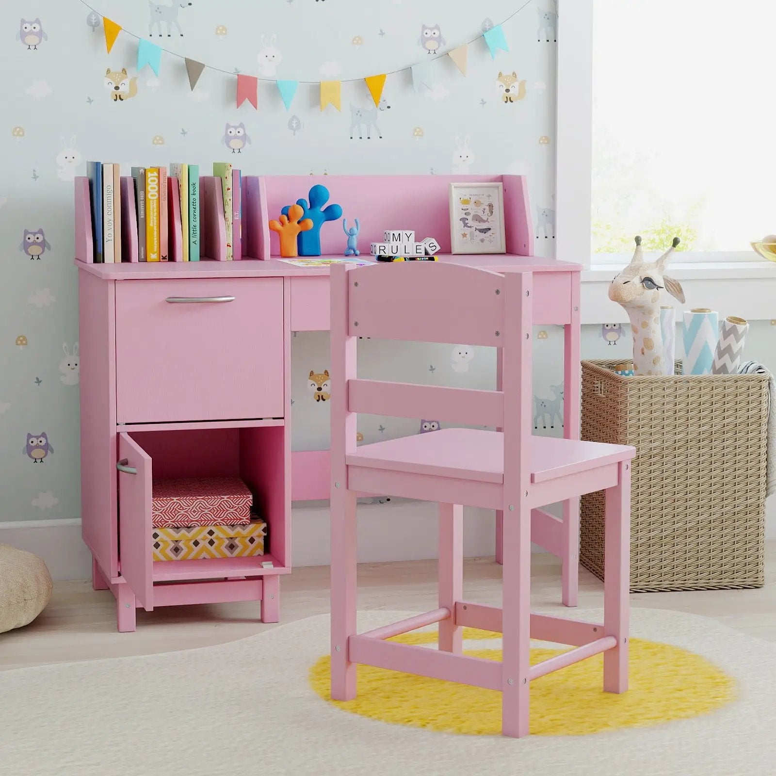 Wooden Kids Study Desk and Chair Set Student Workstation by DirectDeals