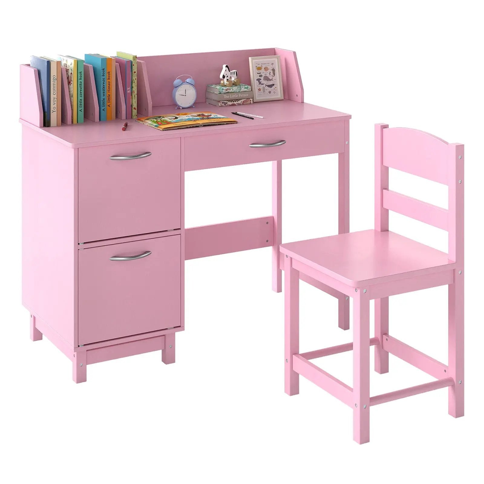Wooden Kids Study Desk and Chair Set Student Workstation by DirectDeals