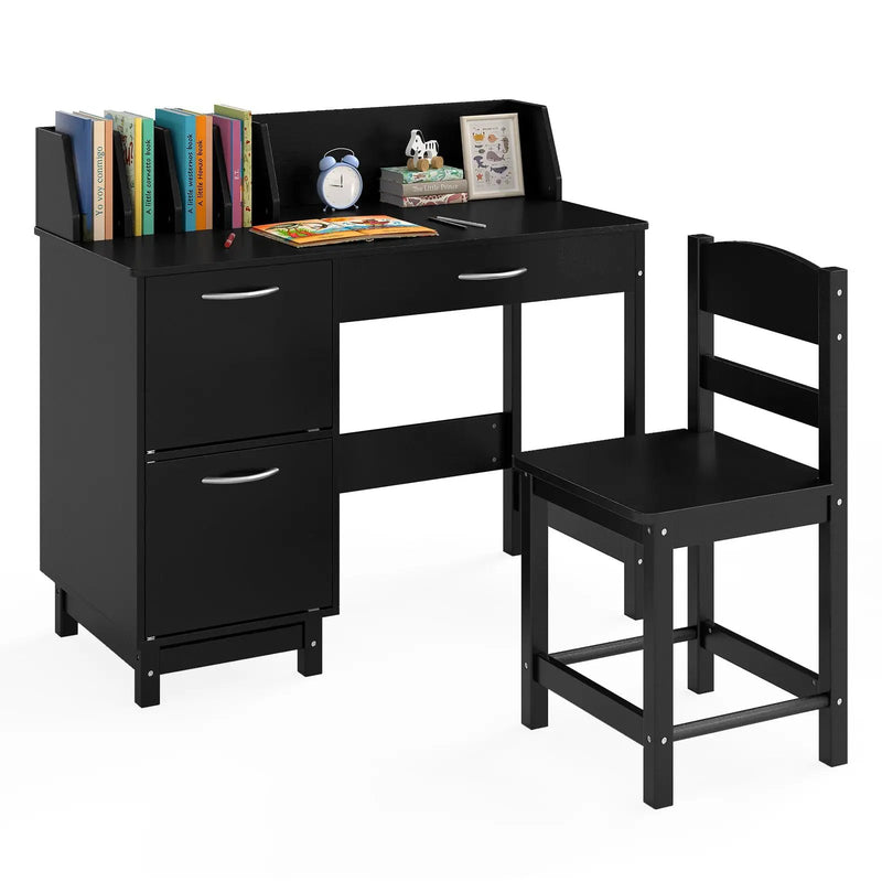 Wooden Kids Study Desk and Chair Set Student Workstation by DirectDeals