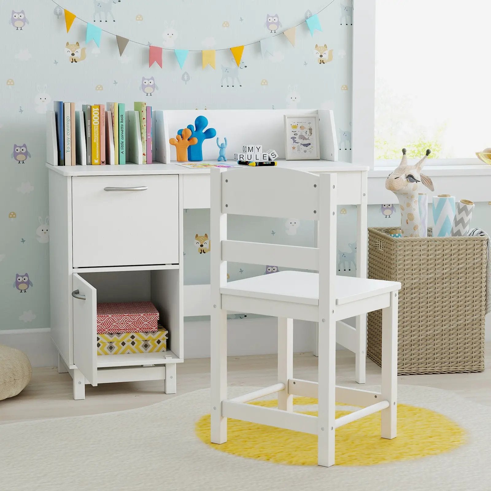 Wooden Kids Study Desk and Chair Set Student Workstation by DirectDeals