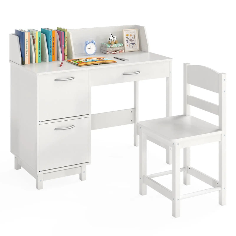 Wooden Kids Study Desk and Chair Set Student Workstation by DirectDeals