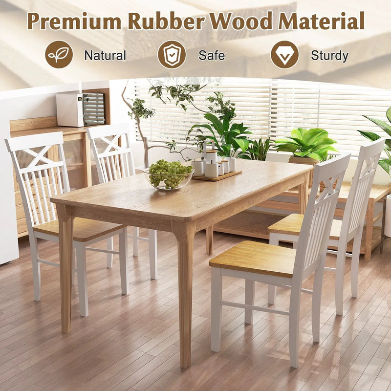Wooden Kitchen Dining Chair Set of 2 with Rubber Wood Frame-Natural by DirectDeals