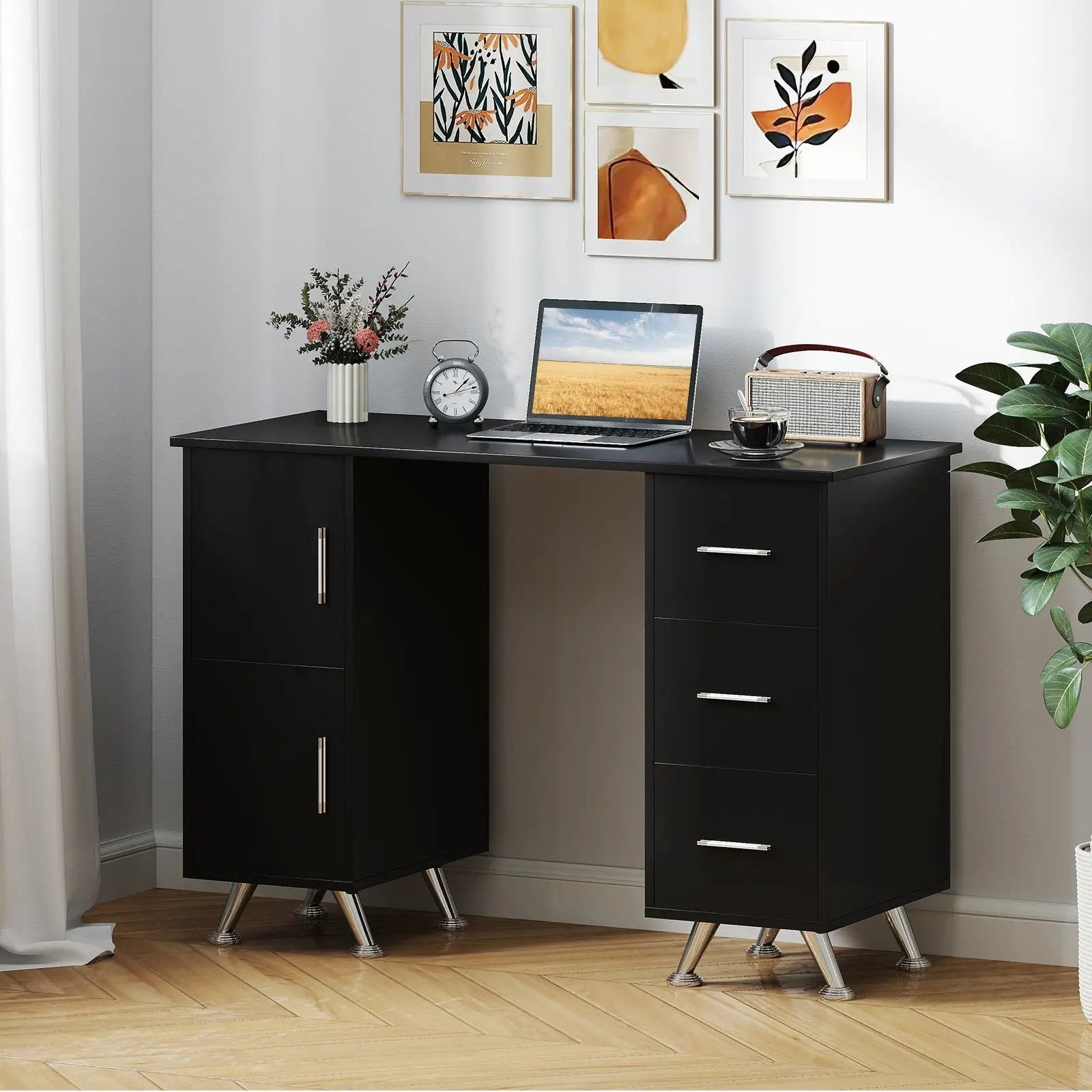 Wooden Manicure Table Nail Desk with Drawers Wrist Rest by DirectDeals