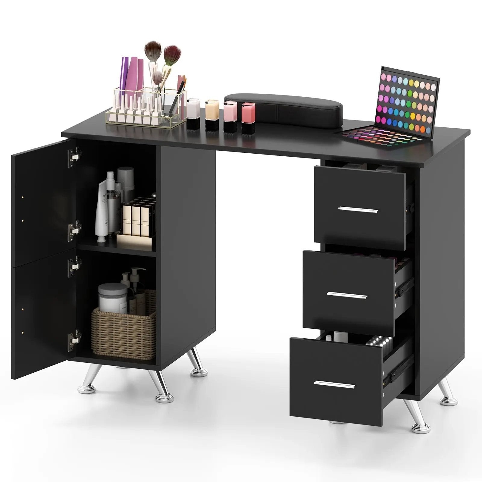 Wooden Manicure Table Nail Desk with Drawers Wrist Rest by DirectDeals