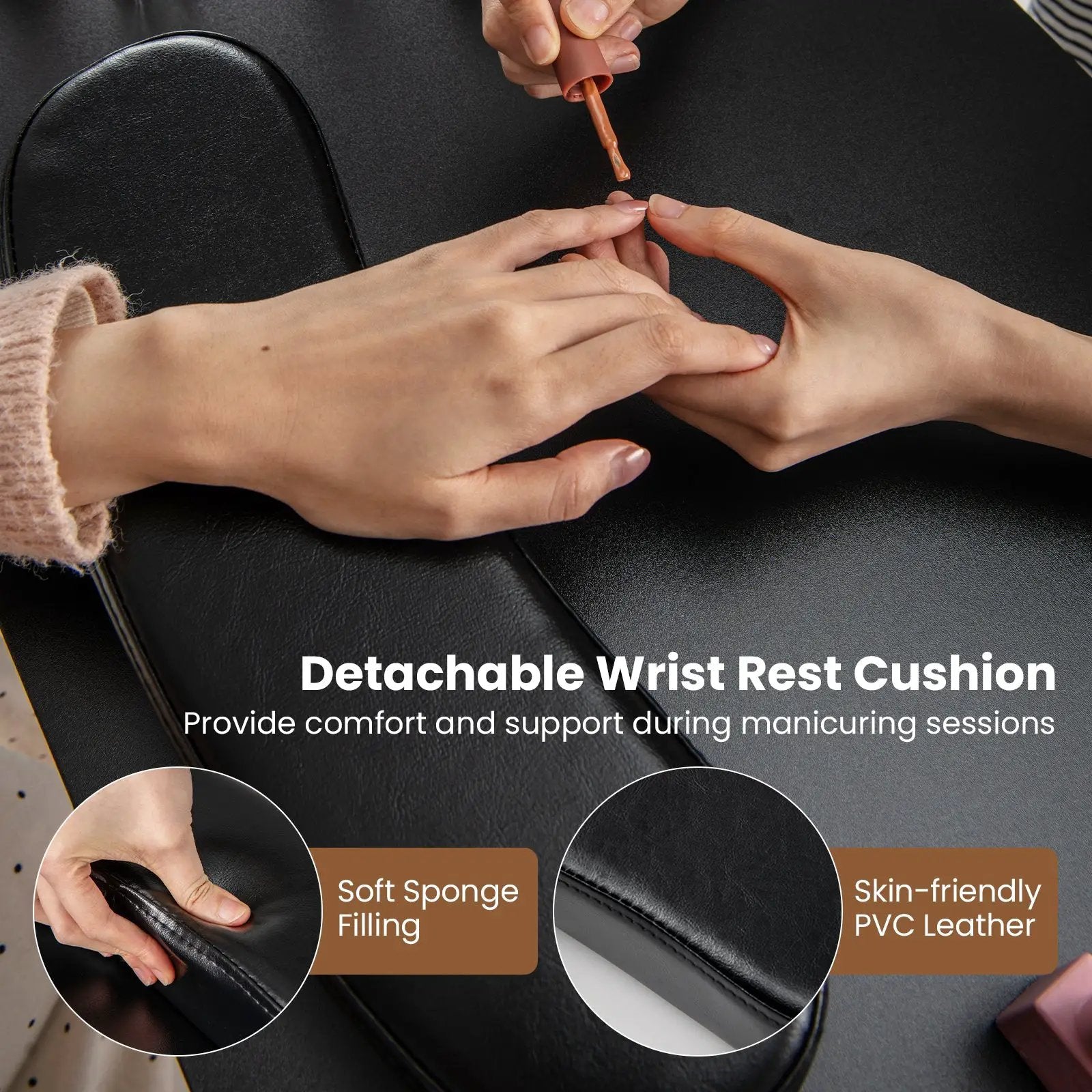 Wooden Manicure Table Nail Desk with Drawers Wrist Rest by DirectDeals