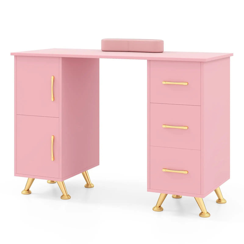 Wooden Manicure Table Nail Desk with Drawers Wrist Rest by DirectDeals