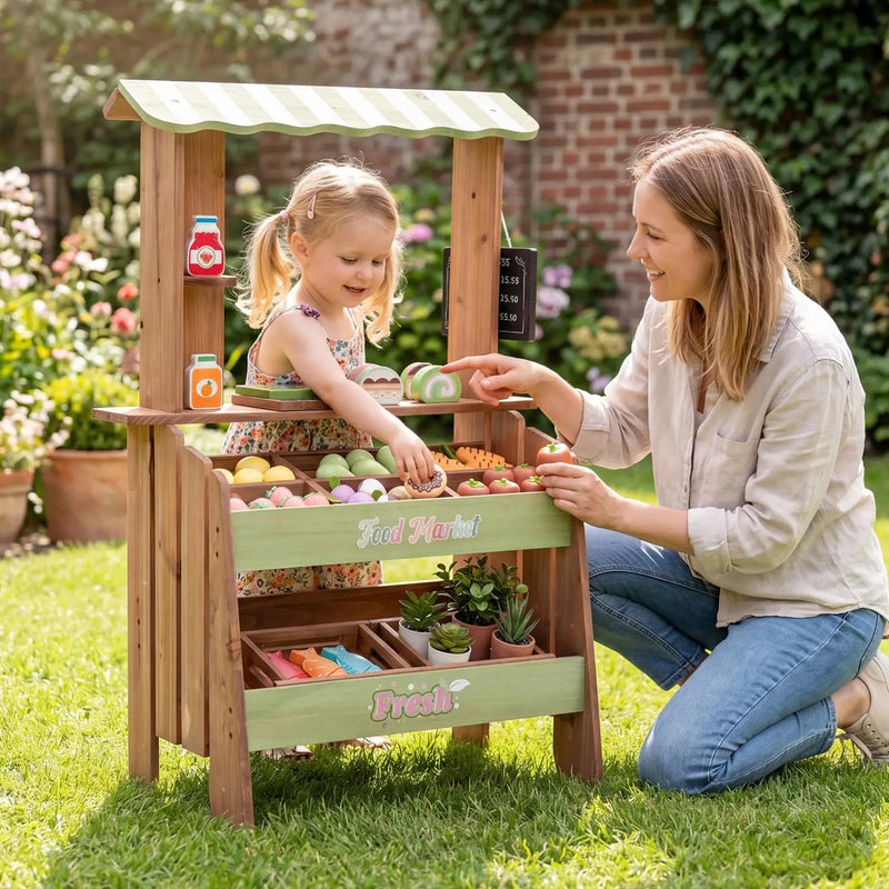 Wooden Grocery Store Playset with Chalkboard & 43 Accessories by DirectDeals