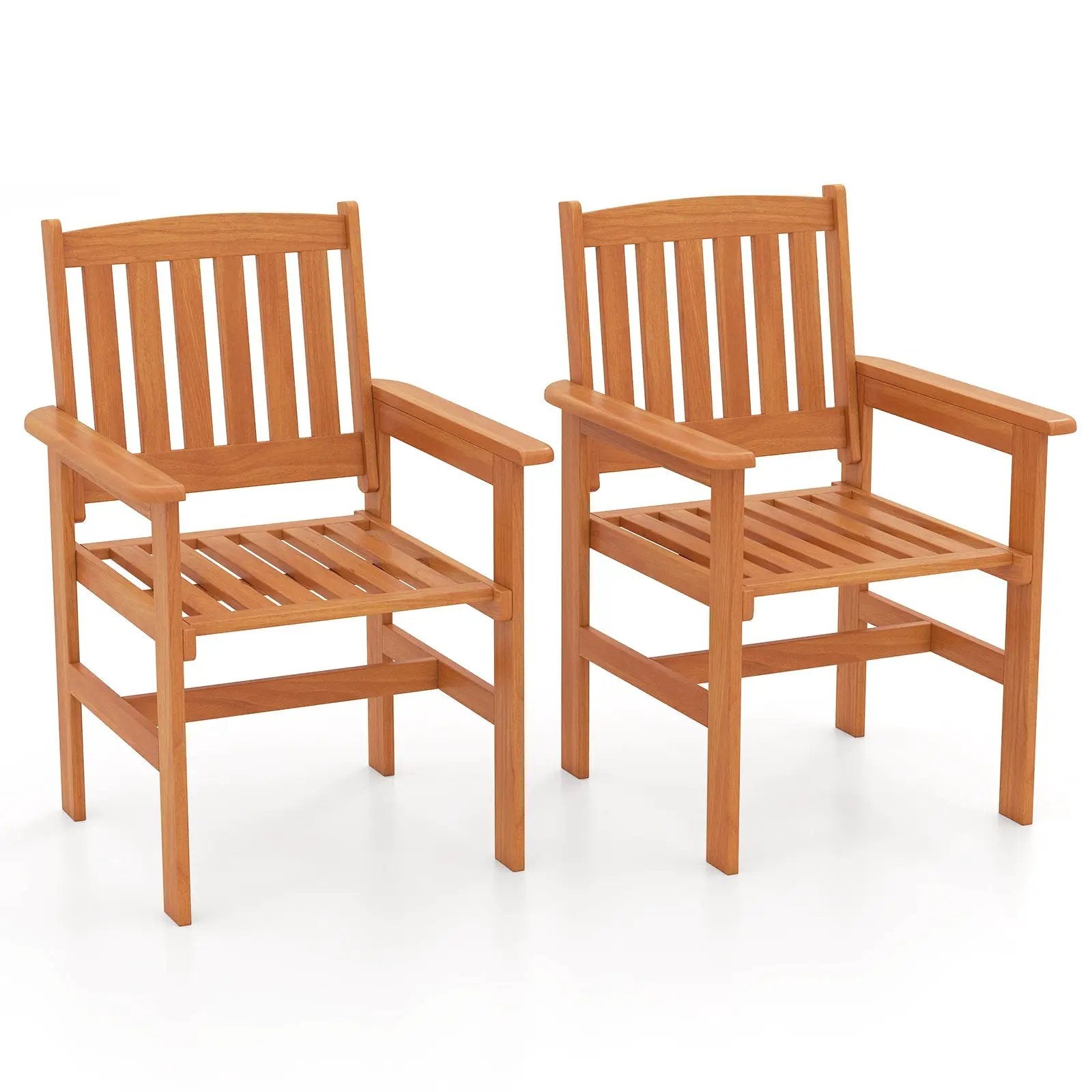 Wooden Patio Chairs Set of 2 with Inclined Backrests by DirectDeals
