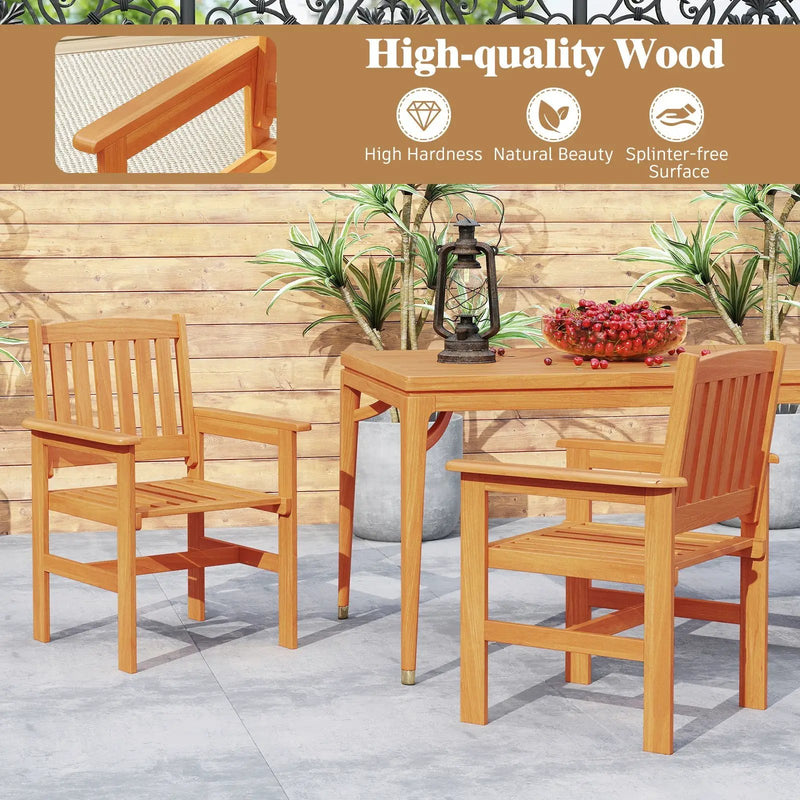 Wooden Patio Chairs Set of 2 with Inclined Backrests by DirectDeals