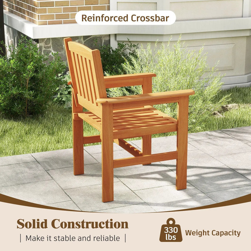 Wooden Patio Chairs Set of 2 with Inclined Backrests by DirectDeals