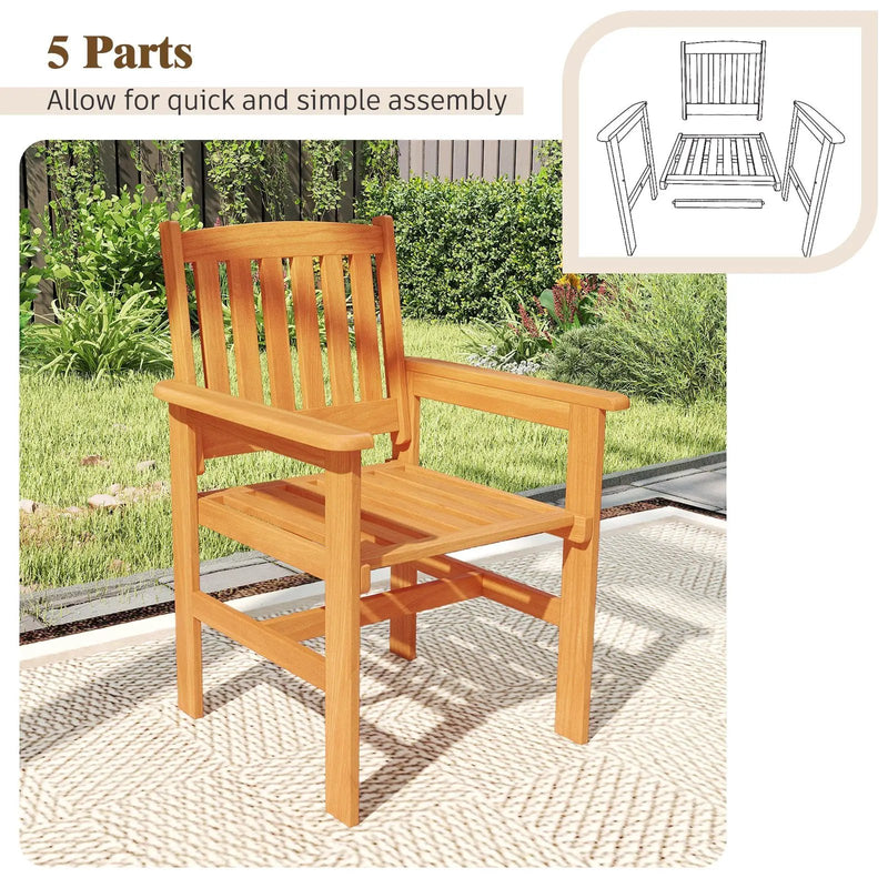 Wooden Patio Chairs Set of 2 with Inclined Backrests by DirectDeals