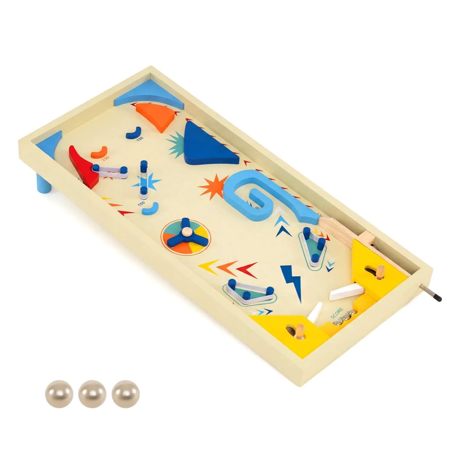 Wooden Pinball Machine with 3 Balls for Kids 8+ and Adults by DirectDeals