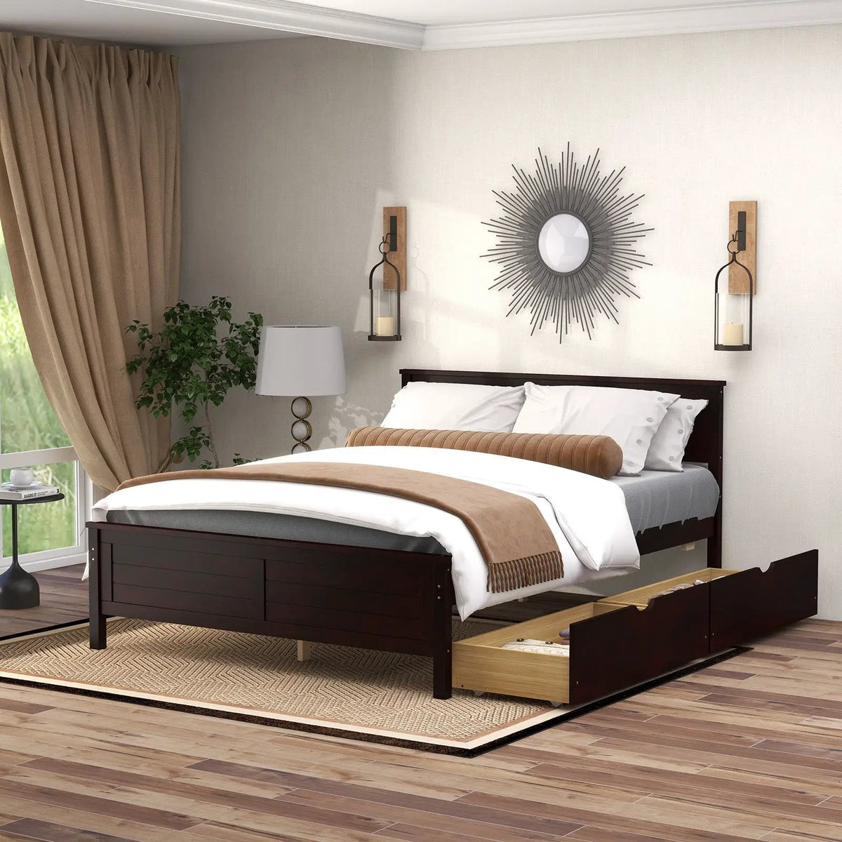 Full Size Bed Frame with Storage Drawers and Solid Wood Headboard, photo 6 of 10