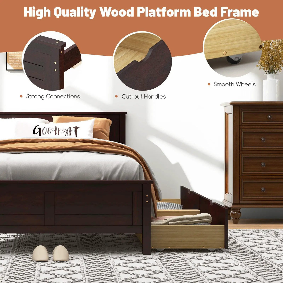 Twin Size Bed Frame with Storage Drawers, photo 8 of 10