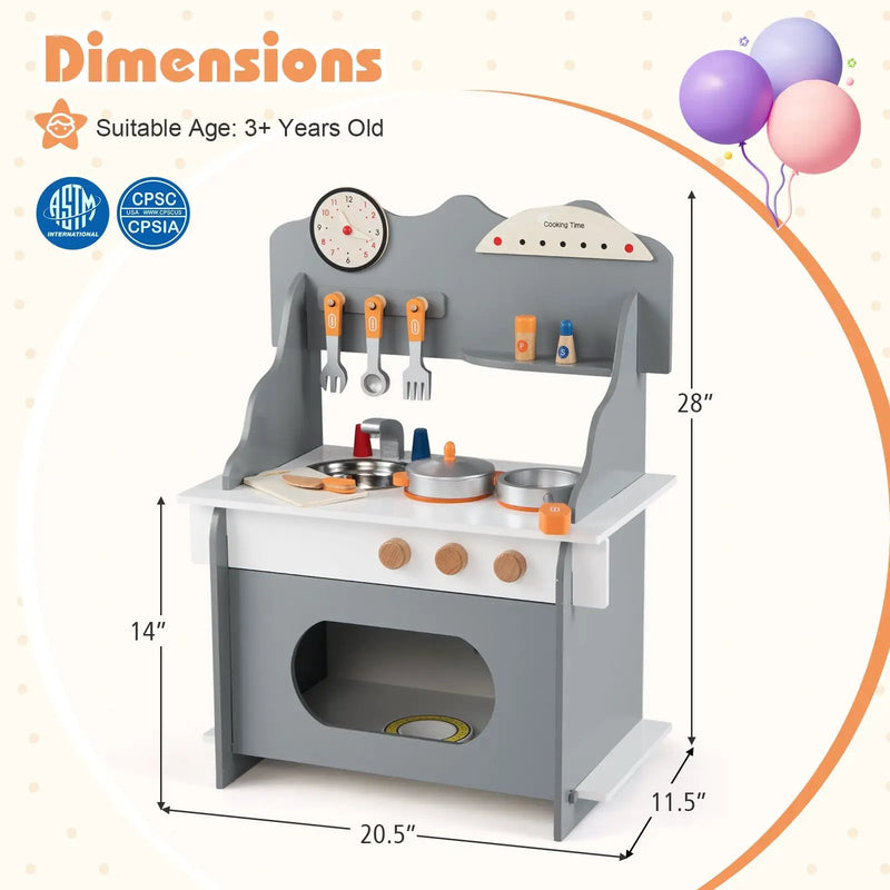 Wooden Play Kitchen for Kids Pretend Play Toy Kitchen Set with Clock Gift for Boys and Girls 3 +Pink by DirectDeals