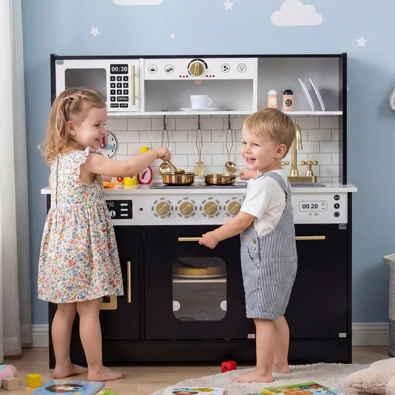 Wooden Play Kitchen for Kids with Realistic Lights and Sounds by DirectDeals