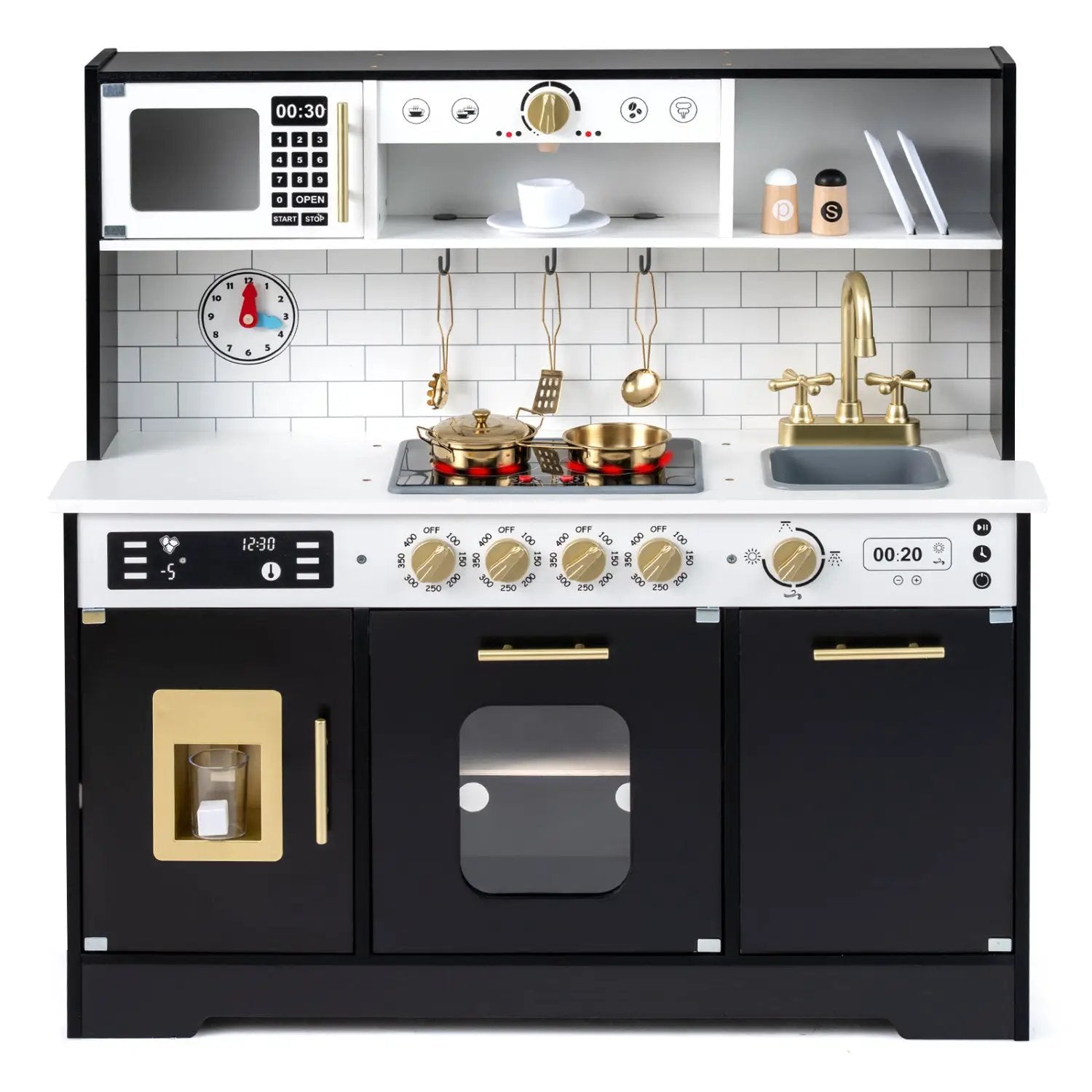 Wooden Play Kitchen for Kids with Realistic Lights and Sounds by DirectDeals