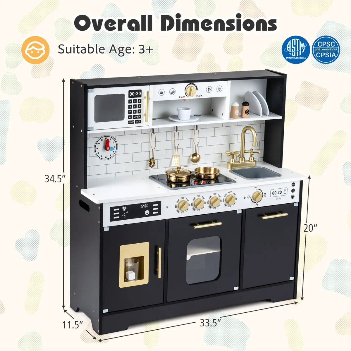 Wooden Play Kitchen for Kids with Realistic Lights and Sounds, photo 12 of 16
