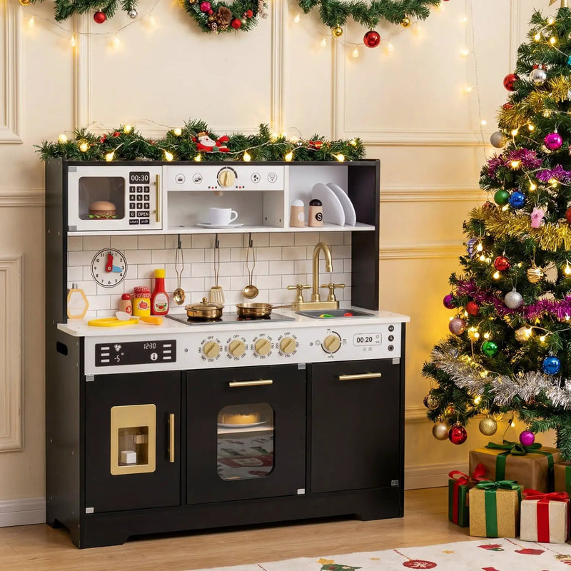 Wooden Play Kitchen for Kids with Realistic Lights and Sounds by DirectDeals